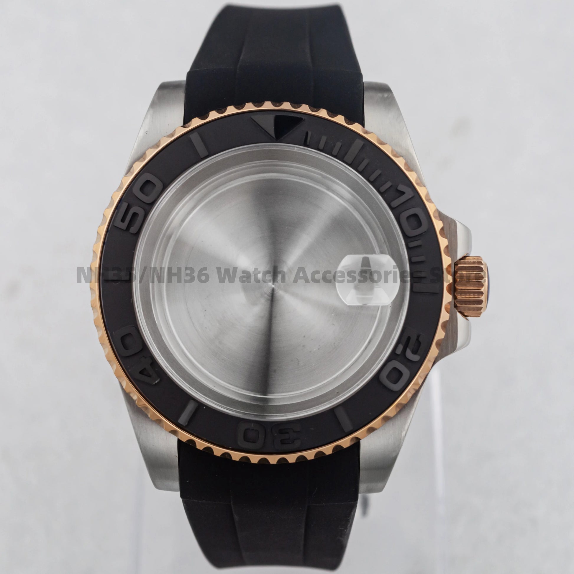 40Mm Rose Gold Watch Case Ceramic Bezel Sapphire Glass Stainless Steel for NH35 Nh36 Nh34 Automatic Movement Yacht-Master Case