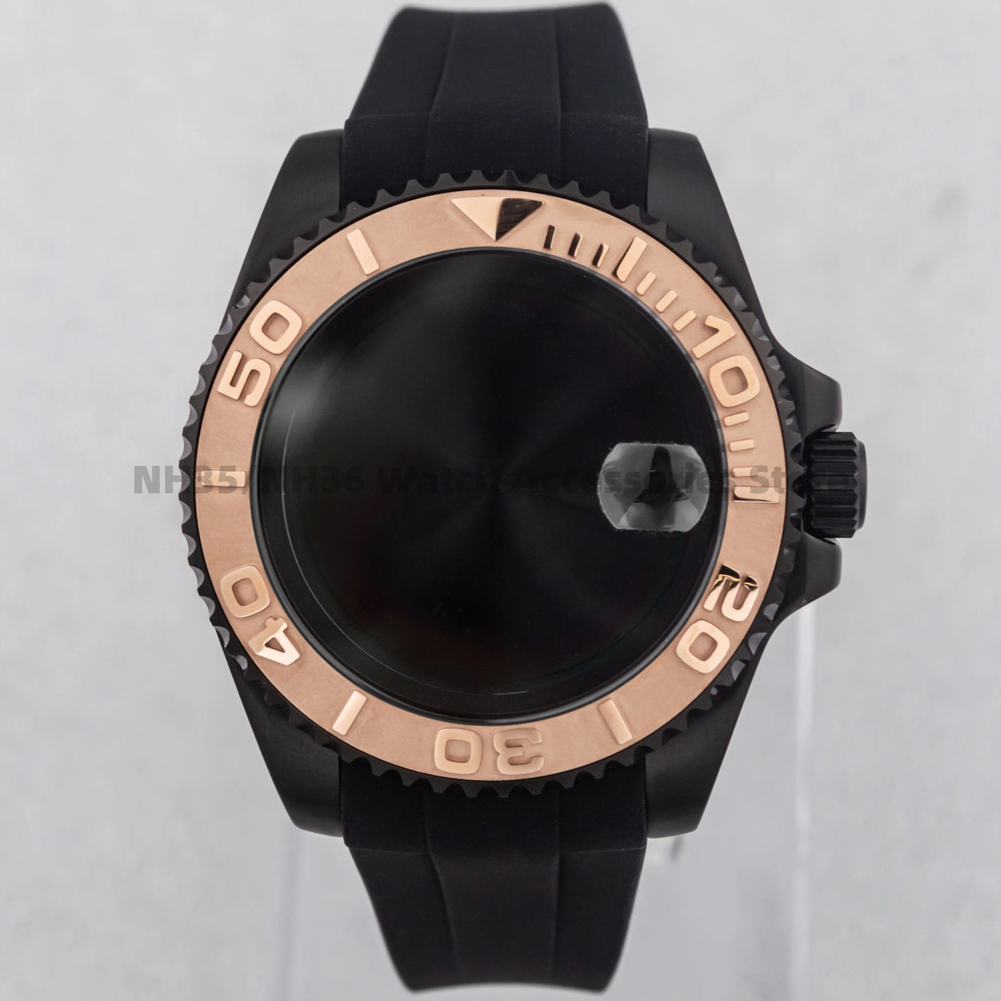 40Mm Rose Gold Watch Case Ceramic Bezel Sapphire Glass Stainless Steel for NH35 Nh36 Nh34 Automatic Movement Yacht-Master Case