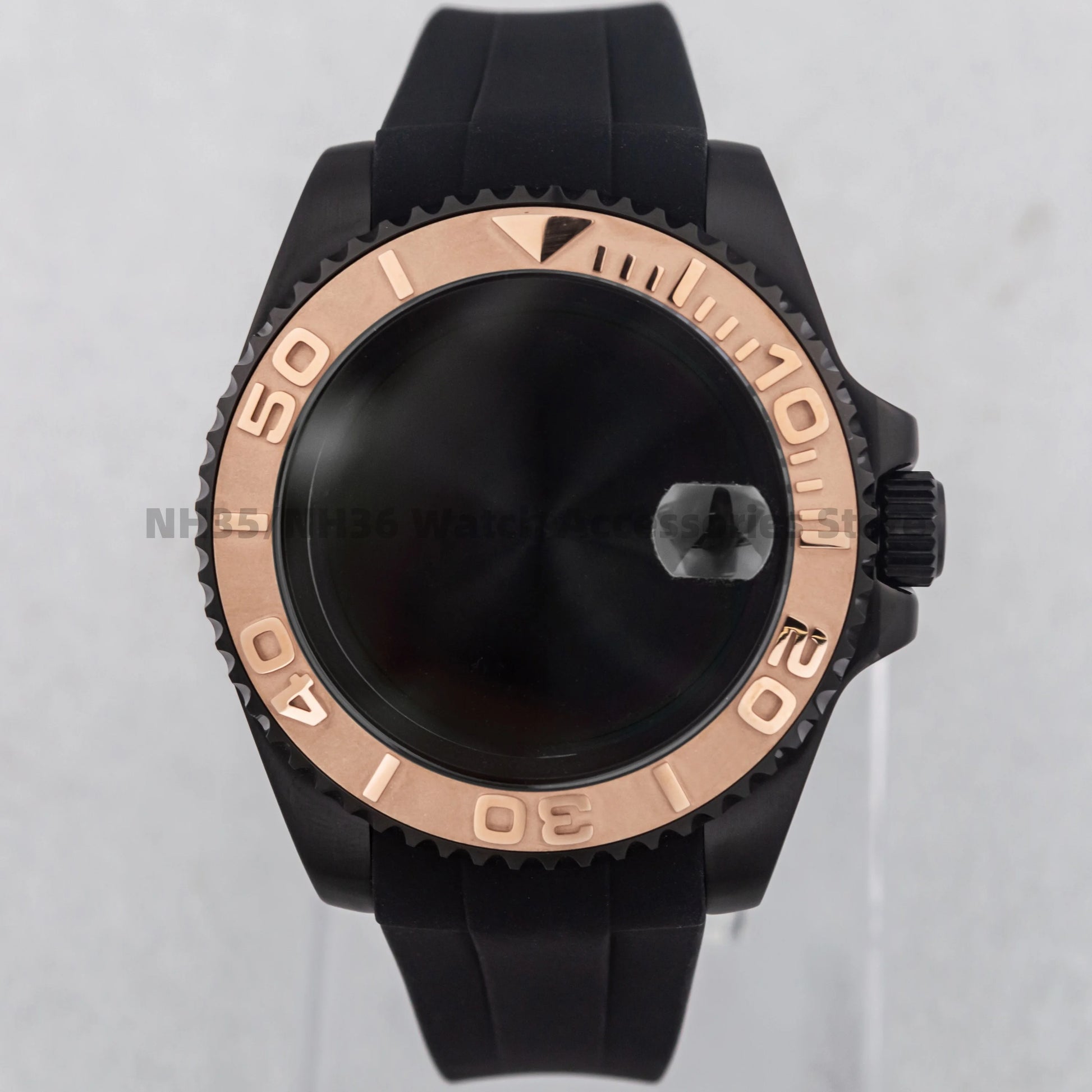 40Mm Rose Gold Watch Case Ceramic Bezel Sapphire Glass Stainless Steel for NH35 Nh36 Nh34 Automatic Movement Yacht-Master Case