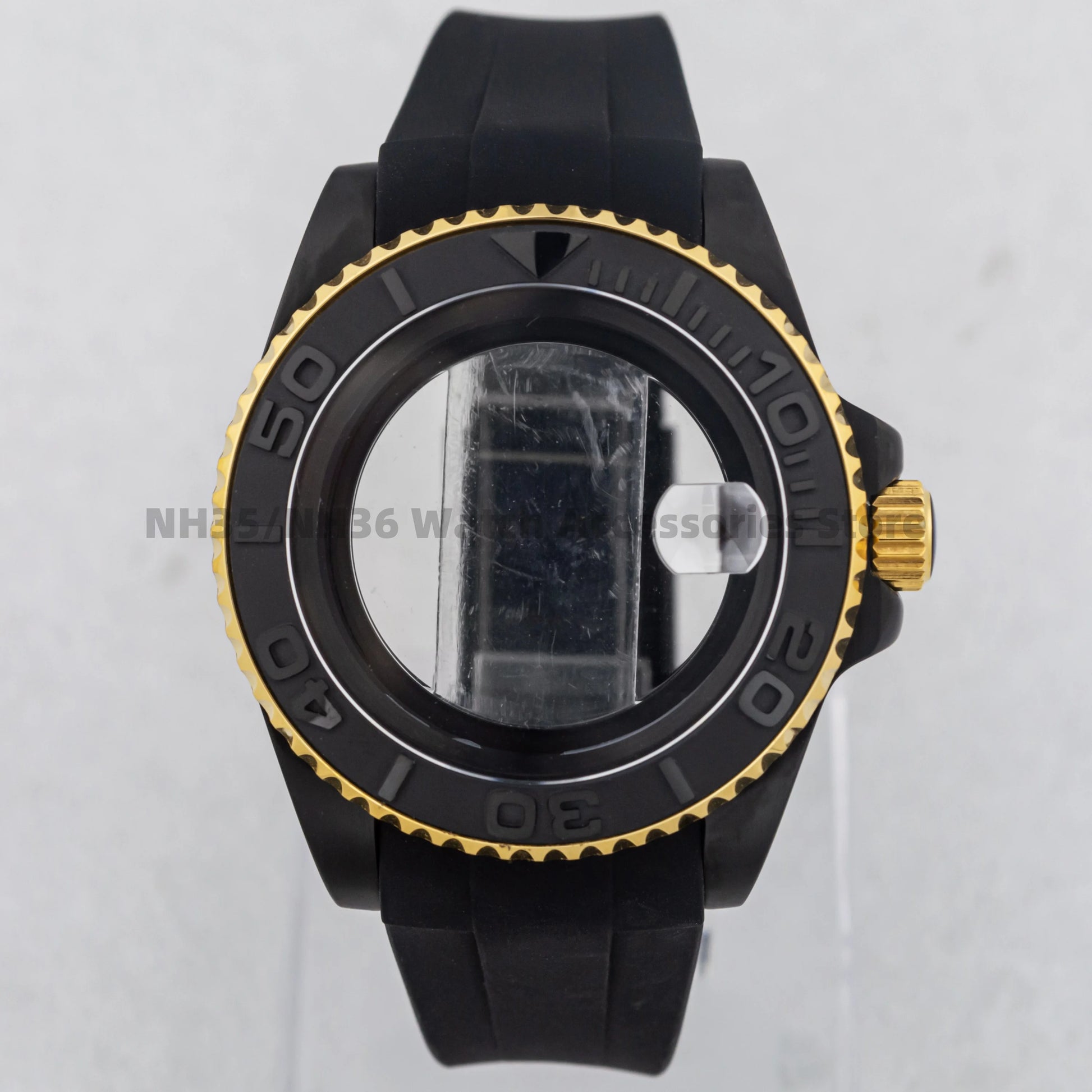 40Mm Rose Gold Watch Case Ceramic Bezel Sapphire Glass Stainless Steel for NH35 Nh36 Nh34 Automatic Movement Yacht-Master Case