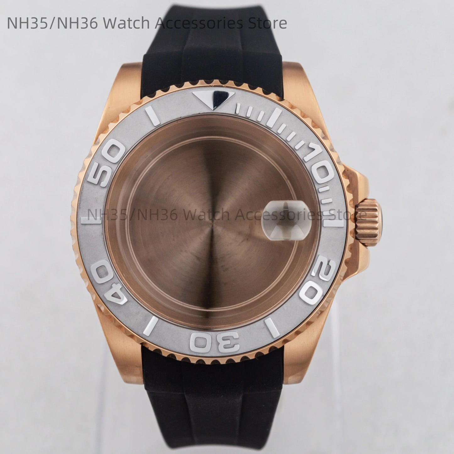 40Mm Rose Gold Watch Case Ceramic Bezel Sapphire Glass Stainless Steel for NH35 Nh36 Nh34 Automatic Movement Yacht-Master Case