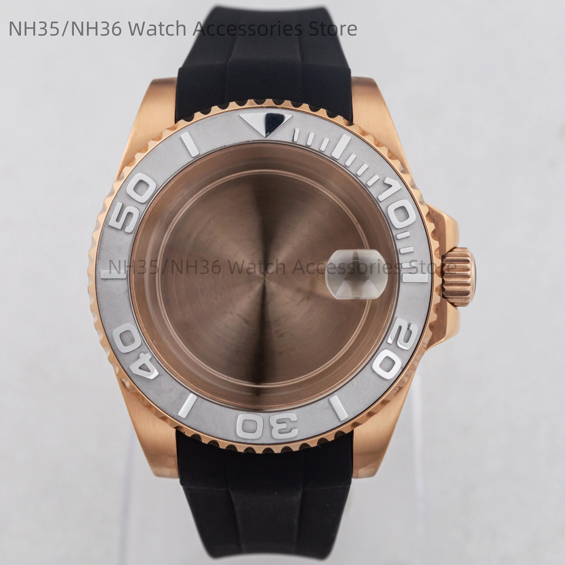40Mm Rose Gold Watch Case Ceramic Bezel Sapphire Glass Stainless Steel for NH35 Nh36 Nh34 Automatic Movement Yacht-Master Case