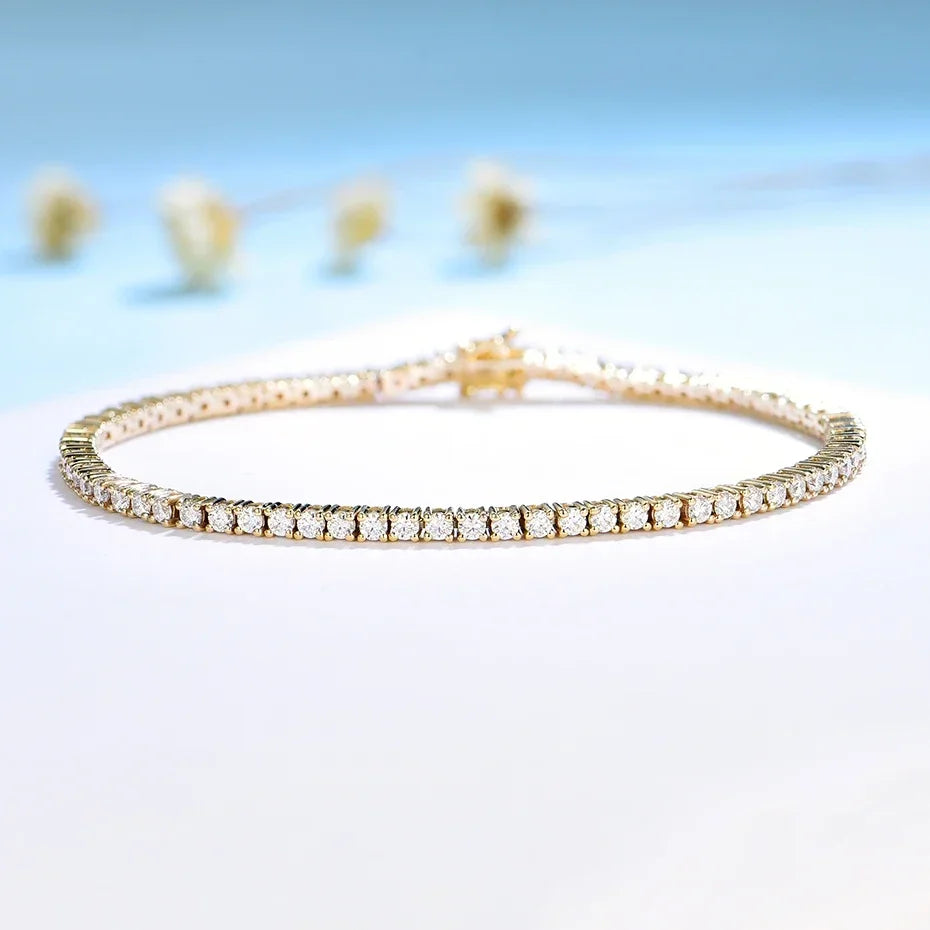 Moissanite Bracelet for Women Solid 14K 10K Yellow Gold GRA Moissanite Tennis Bracelet for Engagement Christmas Gifts