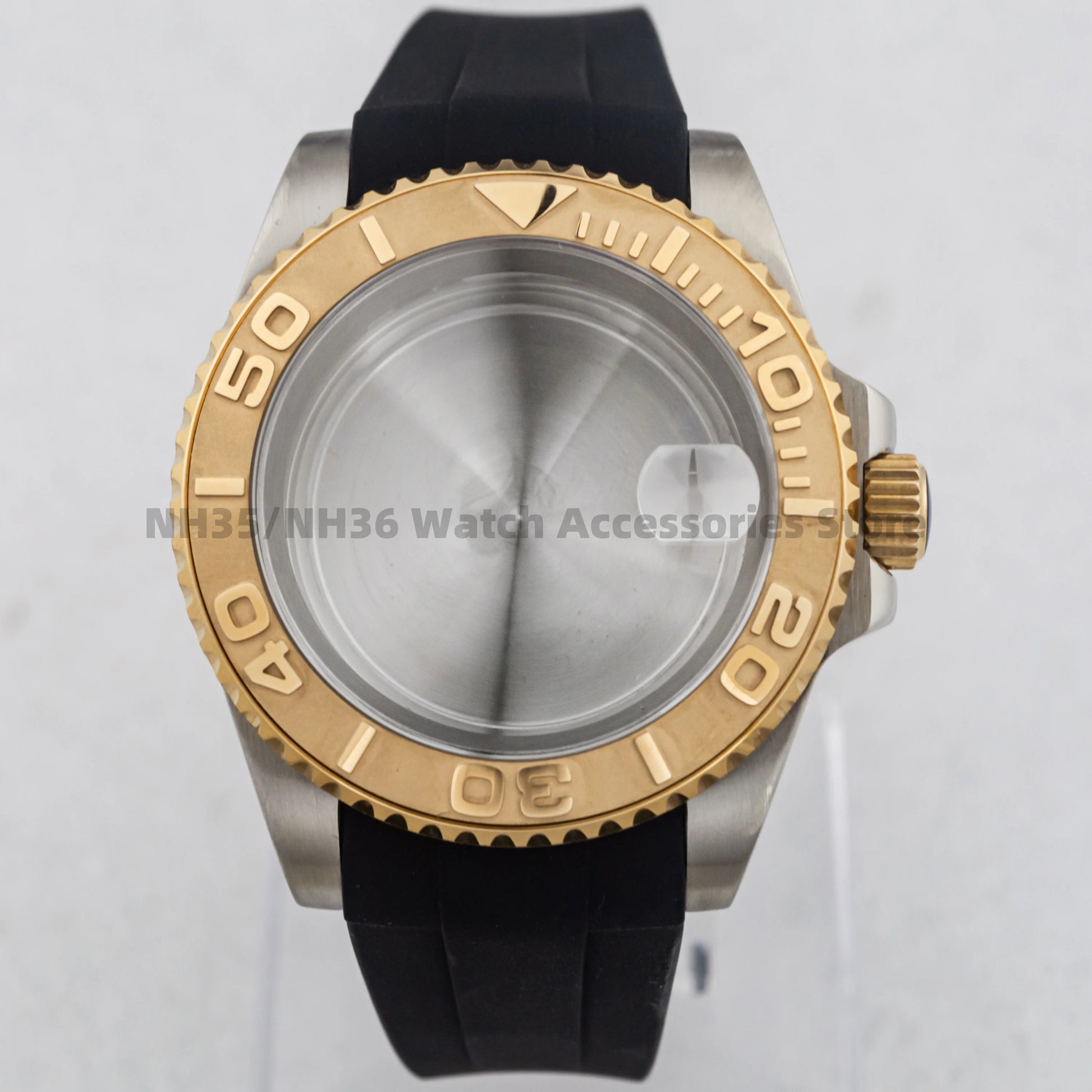40Mm Rose Gold Watch Case Ceramic Bezel Sapphire Glass Stainless Steel for NH35 Nh36 Nh34 Automatic Movement Yacht-Master Case
