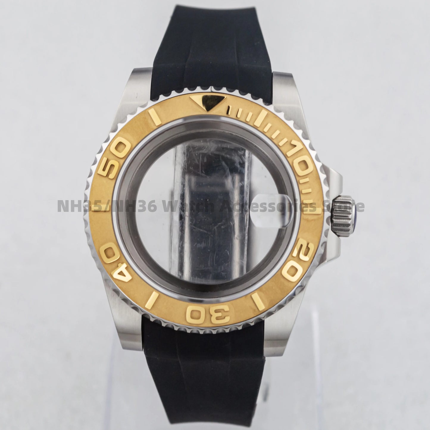 40Mm Rose Gold Watch Case Ceramic Bezel Sapphire Glass Stainless Steel for NH35 Nh36 Nh34 Automatic Movement Yacht-Master Case