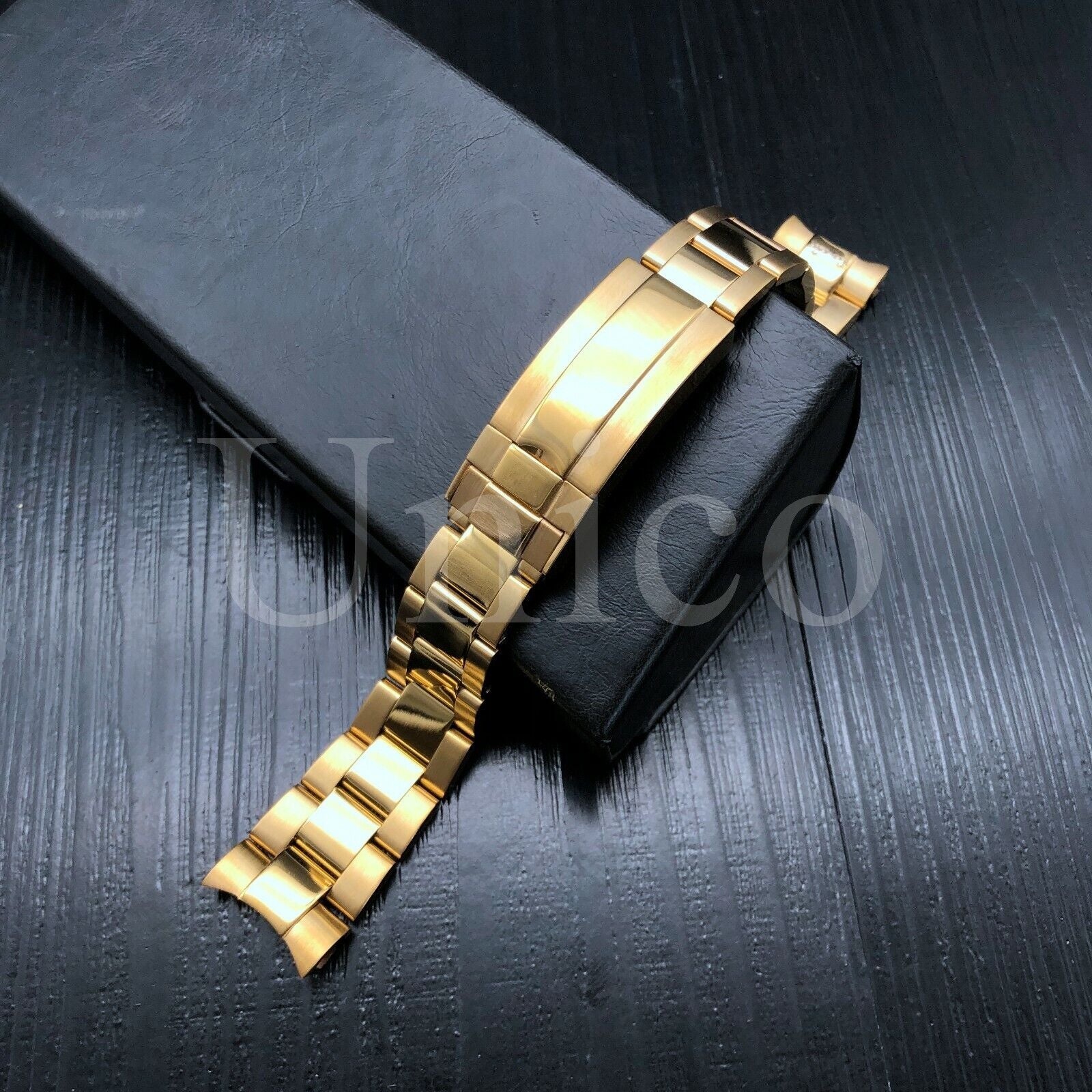 20MM OYSTER WATCH BRACELET BAND FITS for ROLEX SHINY/CENTER FLIP LOCK HEAVY GOLD