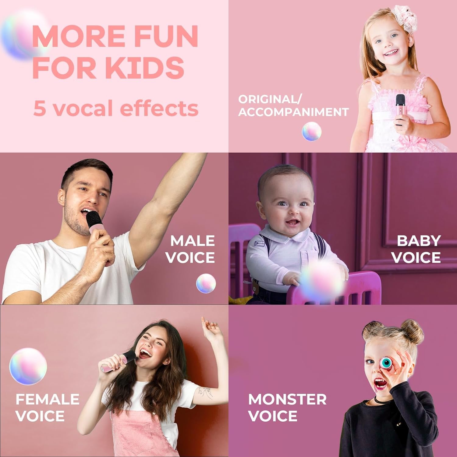 Mini Kids Karaoke Machine, Portable Bluetooth Speaker with Wireless Microphone, Christmas Kids Toys Gifts for Girls 4, 5, 6, 7, 8, 9, 10 +Year Old (Lightpink 1 Mic)
