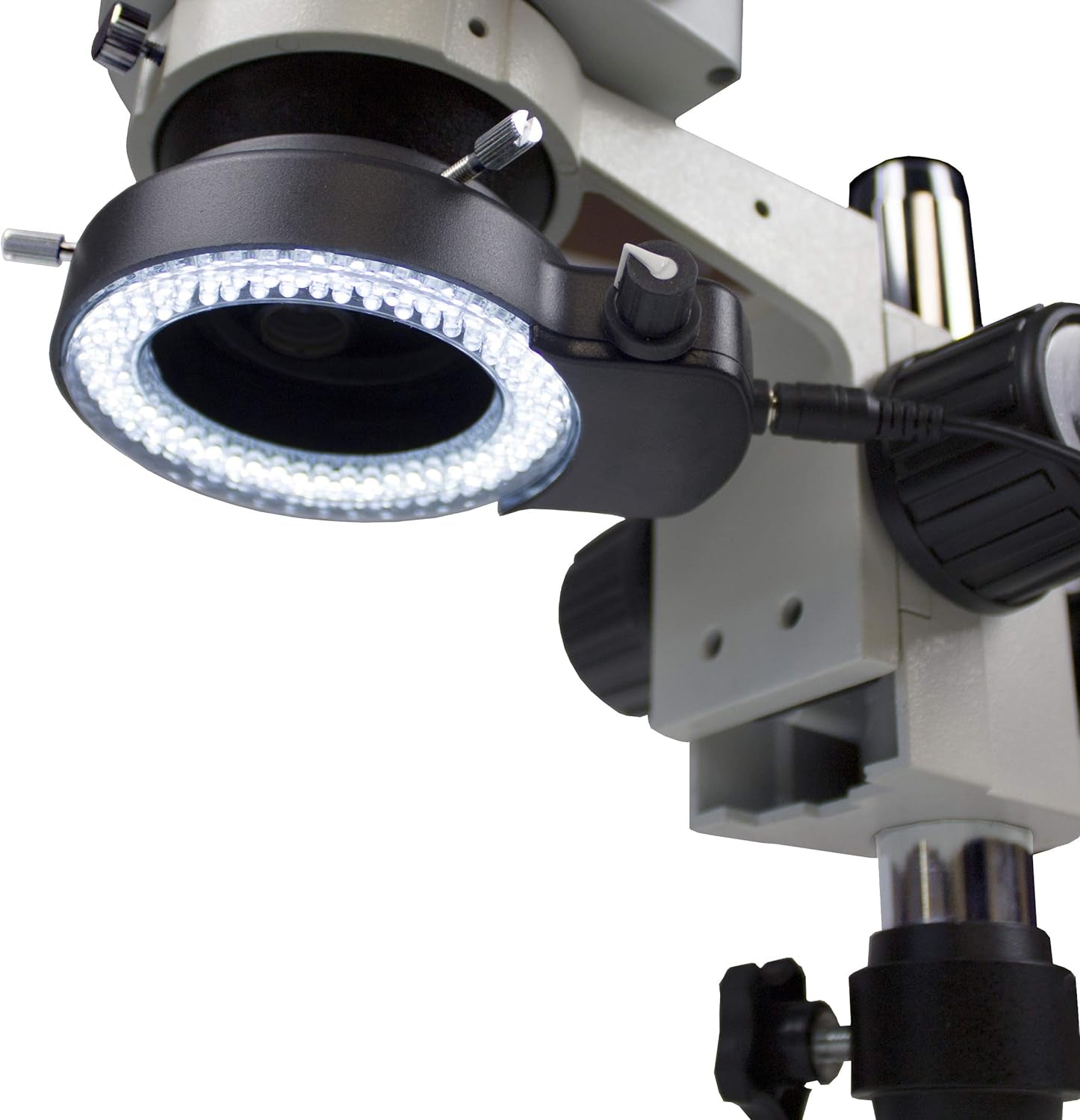 VMLIFR-09B Black Adjustable 144 LED Ring Light for Stereo Microscope | 2.5" (62.5Mm) inside and 3.64" (92.5Mm) outside Diameters | 1-7/8" (48 Mm in Diameter) Ring Adapter Included