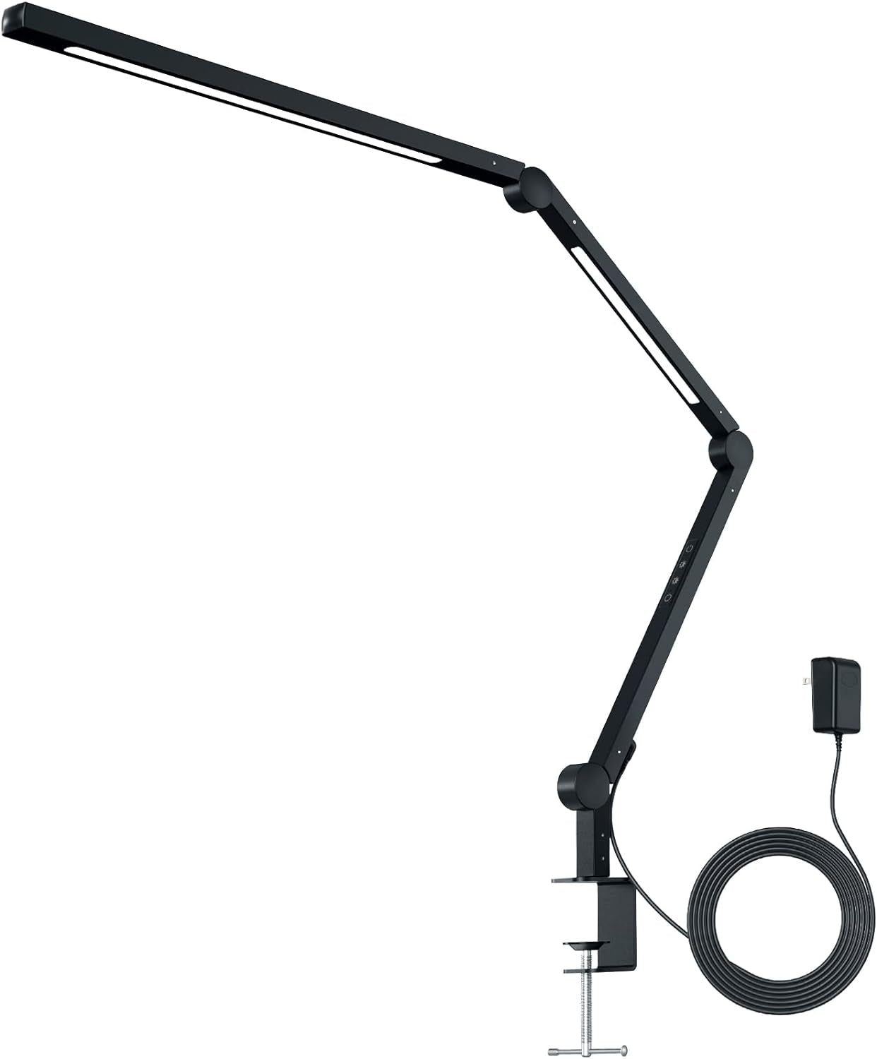 LED Desk Lamp with Clamp, Dual Light Desk Lamp with Swing Arm, 4 Color Modes & 4 Brightness Metal Table Lamp, Eye-Caring Clip-On Lamp with Memory Function for Home Office Work Study