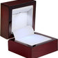 Allure - Luxury Ring Box with LED Light, Authentic Mahogany Wood with Black Leatherette Insert, Square Elegant Diamond Ring Case, for Unique Proposal or Wedding, Small Jewelry Display Gift Box.