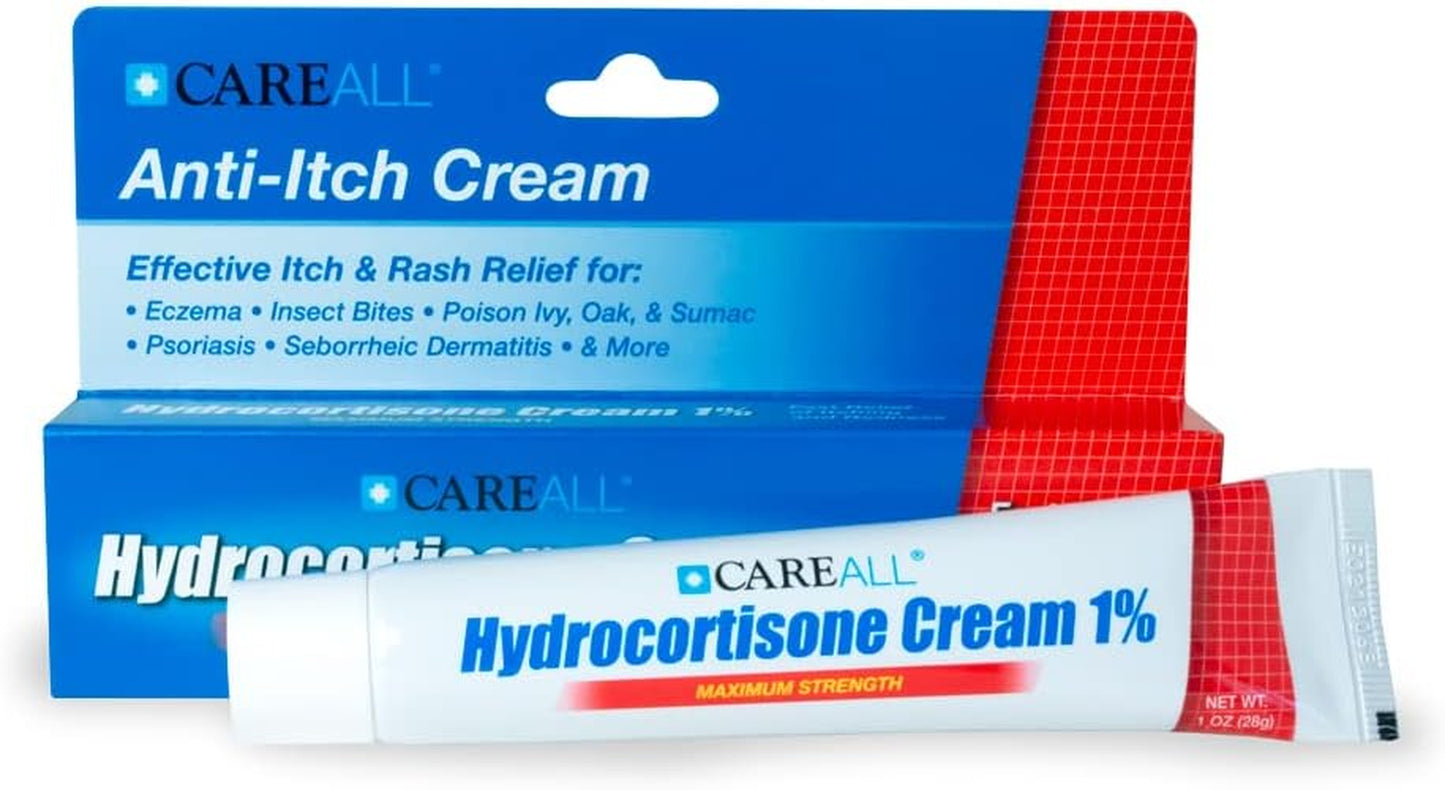 Hydrocortisone 1%, 1Oz Tube (Pack of 3), Maximum Strength Anti-Itch Cream, Relief from Itching and Redness from Bug Bites, Eczema, Psoriasis, Poison Ivy, Oak and Sumac