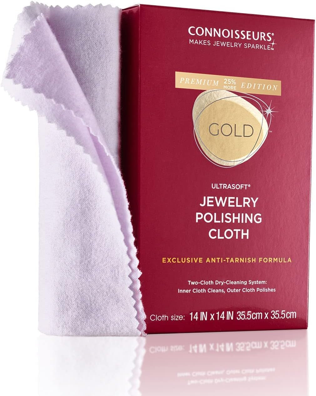 Premium Edition Ultrasoft Gold Polishing Cloth with Anti-Tarnish, Large Value Size 14X14 Inches