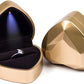 Heart Shaped Ring Box LED Light Engagement Ring Boxes Jewelry Gift Box for Proposal Wedding Valentine'S Day Anniversary Christmas (Golden)