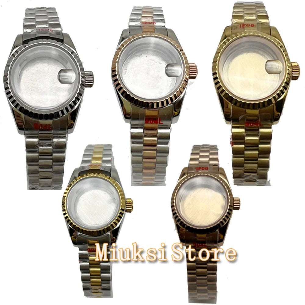 26Mm NH05 Watch Case Silver Gold Sapphire Glass Stainless Steel Fit NH05 NH06 NH05A NH06A Automatic Movement Watch Parts