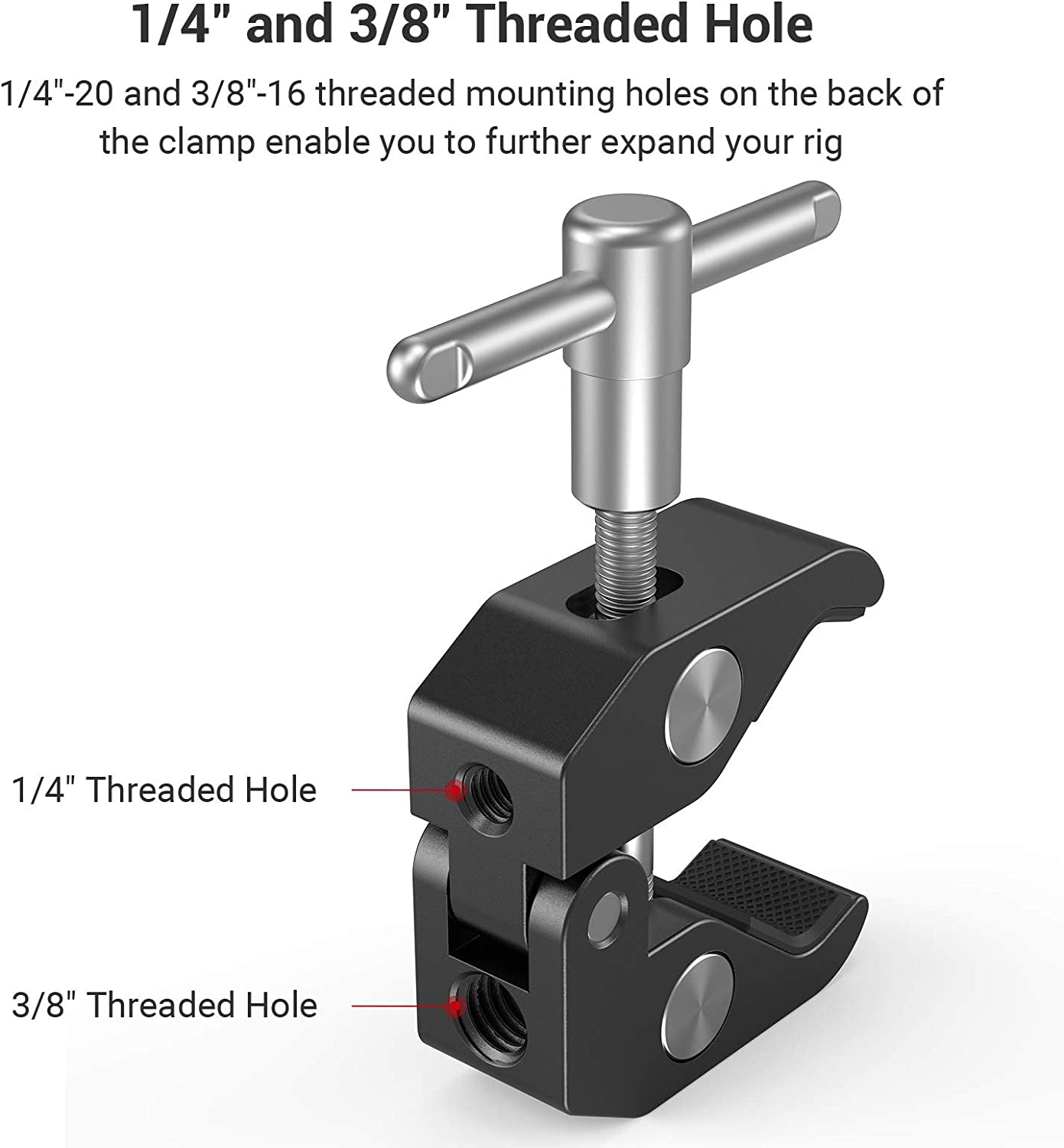 Clamp W/ 1/4" and 3/8" Thread and 9.8 Inches Adjustable Friction Power Articulating Magic Arm with 1/4" Thread Screw for LCD Monitor/Led Lights - KBUM2732B