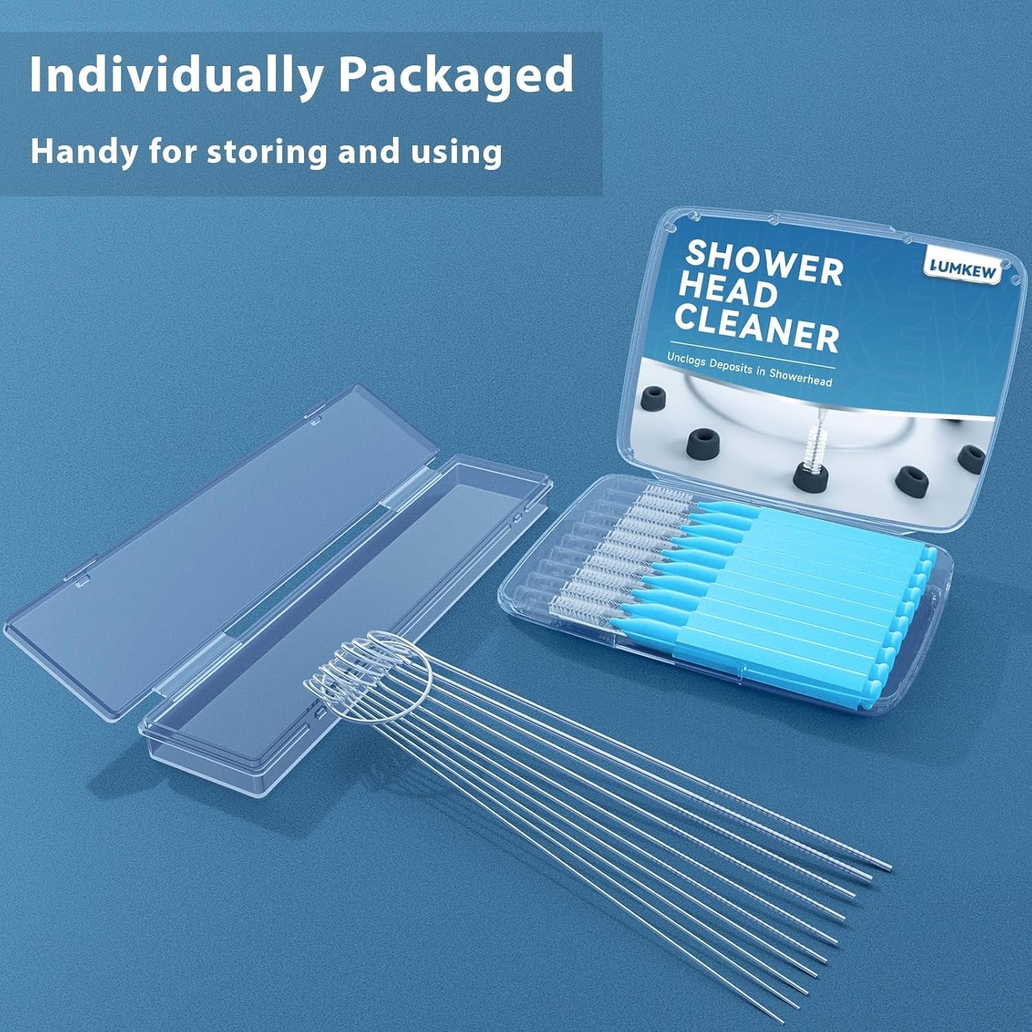Multi Shower Head Cleaner Tool, Shower Head Cleaning Brush Small Hole, Showerhead Cleaner Picks for Tiny Nozzle Opening Gaps, Blue