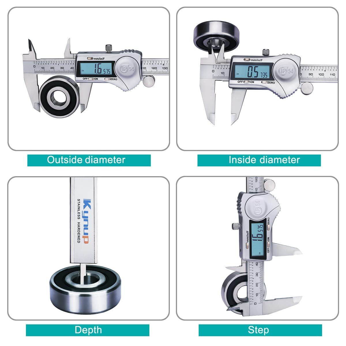 Digital Caliper, Calipers 6 Inch Measuring Tool with Stainless Steel, IP54 Splash Proof Protection Design, Easy Switch from Inch Metric Fraction, Large LCD Screen (150Mm)