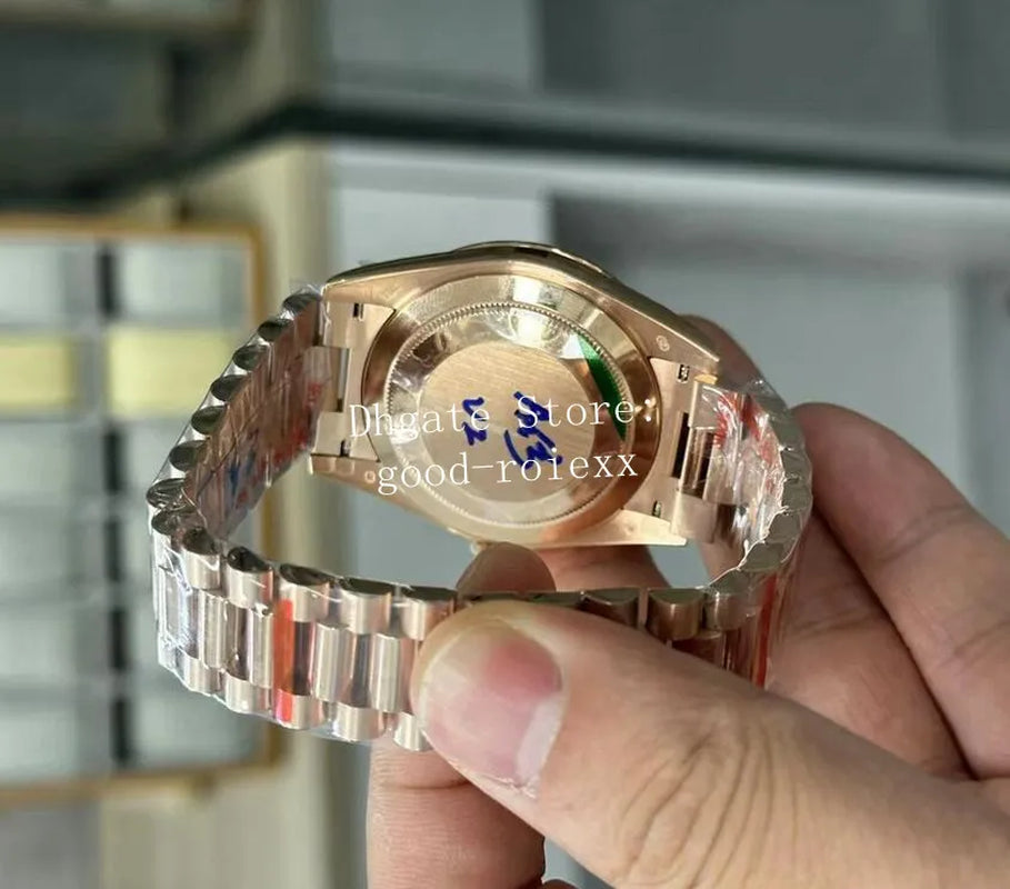 Men'S Watches Men Gmf Heavy Version Watch 40Mm Automatic 2836 Everose Date Time Day Rose Gold ETA Gm Maker President Green 228235 Wristwatches Original Acrylic Box