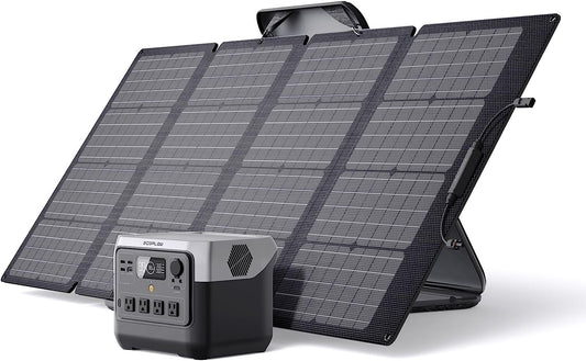 Solar Generator River 2 Pro 768Wh Portable Power Station & 160W Portable Solar Panel Lifepo4 Battery 70 Min Fully Charged, 4×AC, for Camping, RV, Home Backup