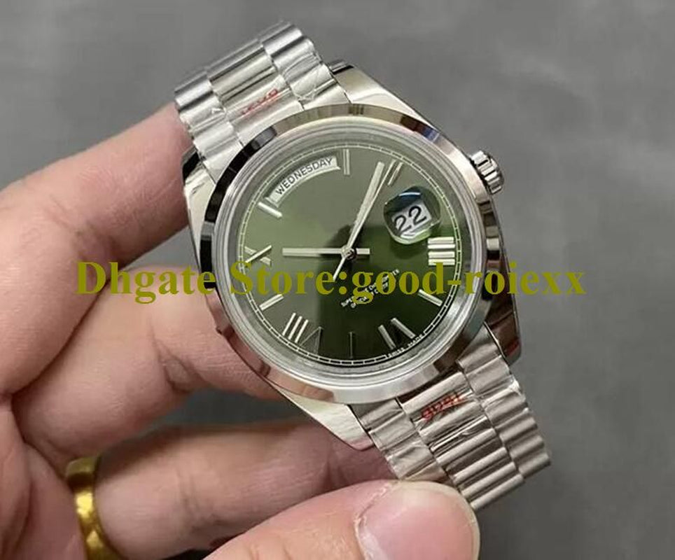 Heavy Version Men'S Automatic 2836 Watches Men Qff ETA Watch Green Blue Dial Day Time Date 904L Steel 228239 Platinum QF Maker President Bracelet 40Mm Wristwatches