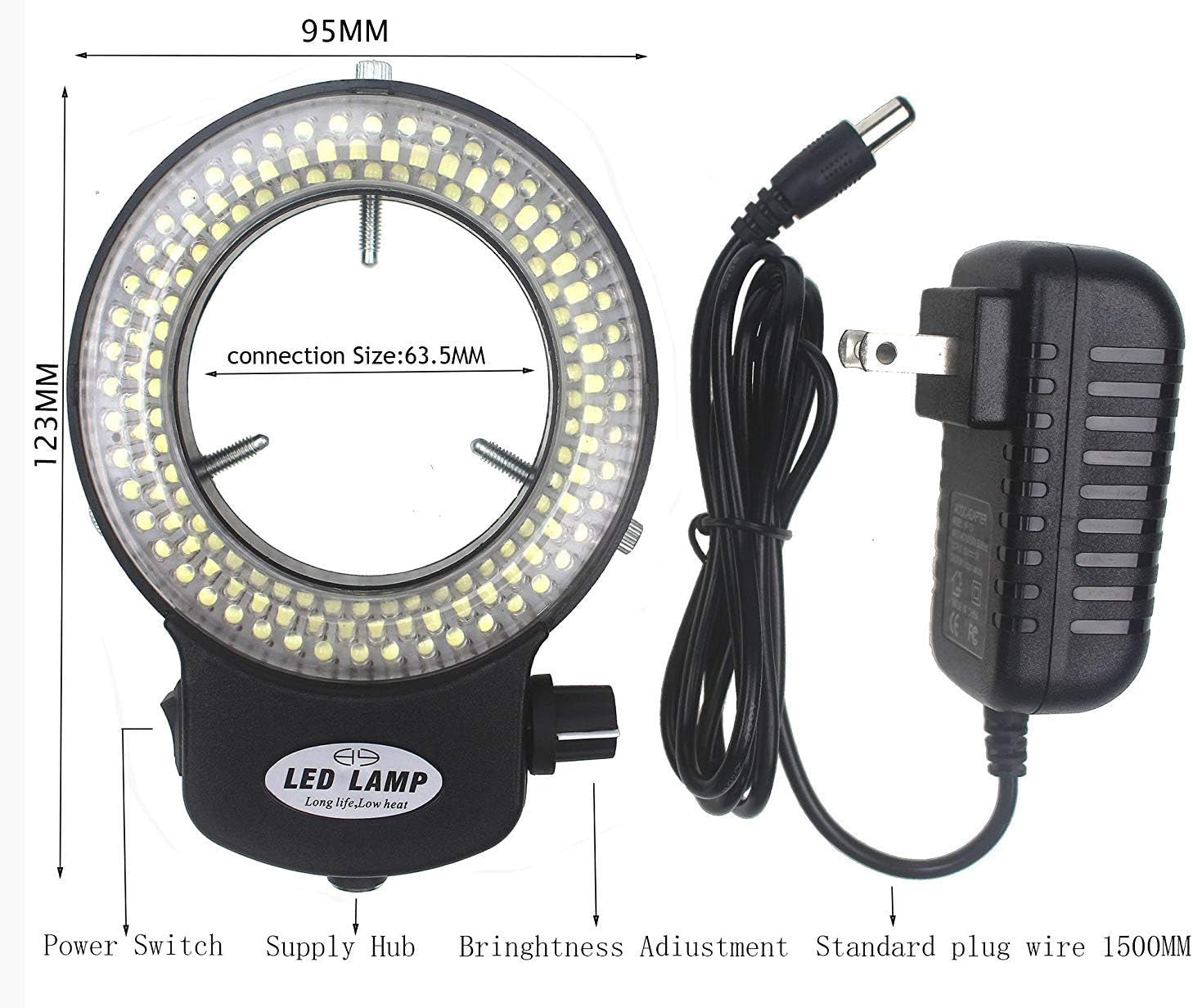 LED-144-ZK Black Adjustable 144 LED Ring Light Illuminator for Stereo Microscope (144 LED Ring Light)