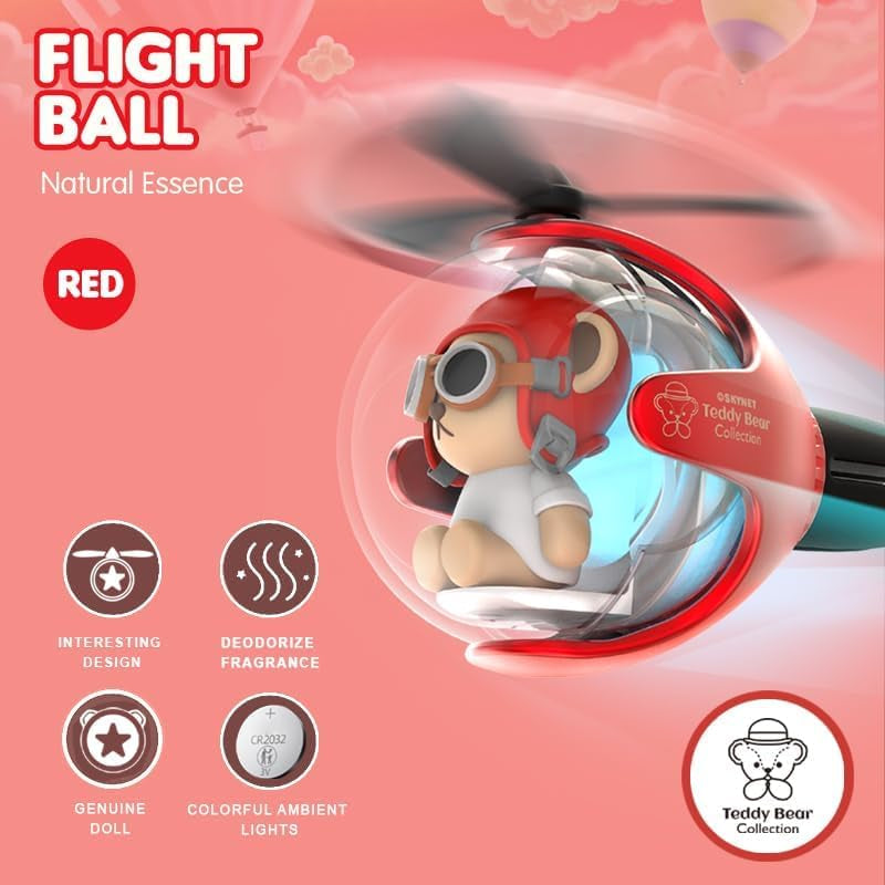 Car Air Freshener, Cartoon Aroma Diffuser, LED Ambient Light, Free 4PC Fragrance Tablets, Flight Series Car Air Conditioning Socket Cute Decorations, Easy to Install Silicone Buckle. (Fashion Red)