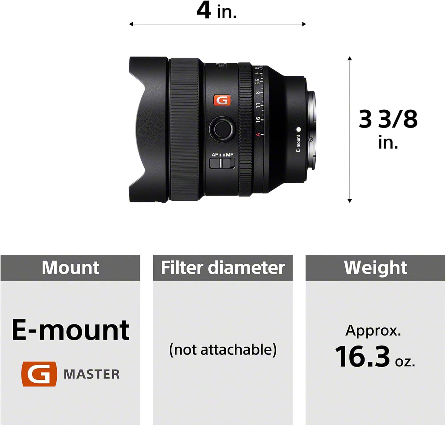 FE 14Mm F1.8 GM Full-Frame Large-Aperture Wide Angle Prime G Master Lens Black