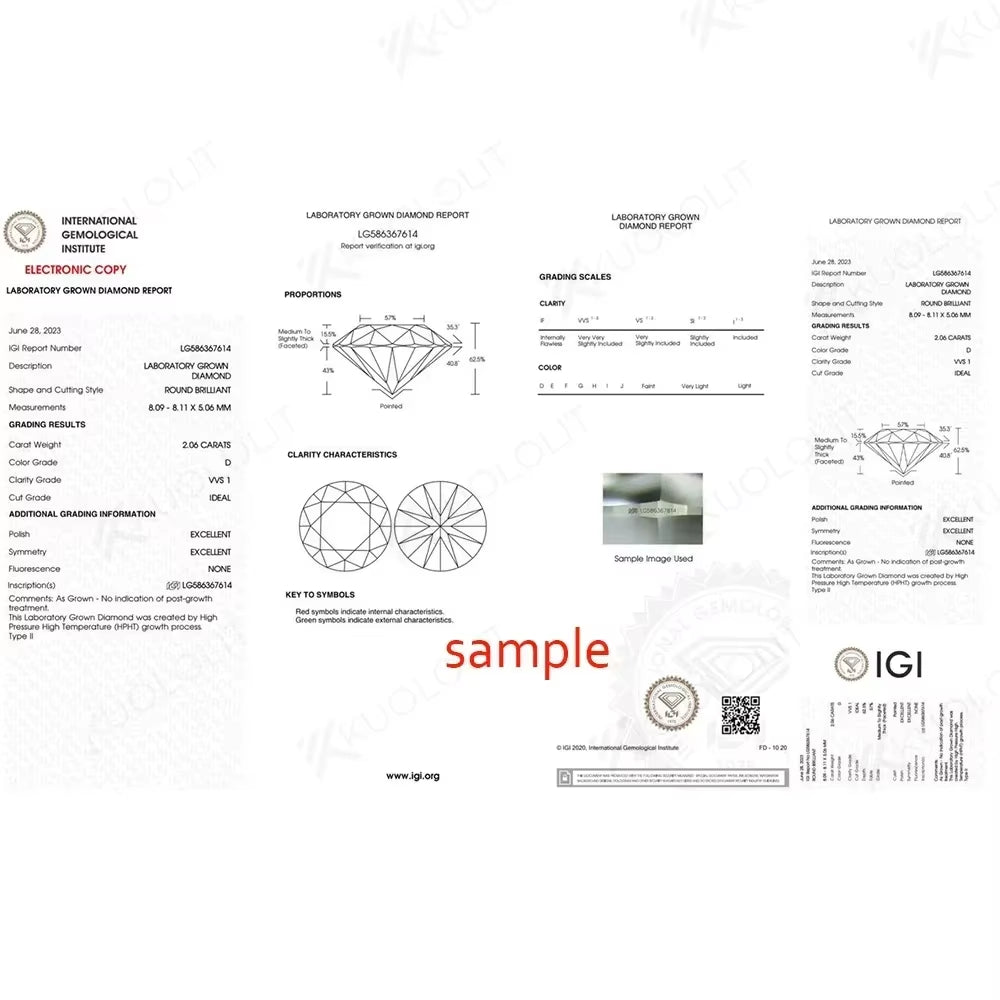 IGI 2CT Lab Grown Diamonds D/VS1 VS2 Ring for Women Soild 18K 14K 10K PT950 White Gold for Engagement Wedding Christmas