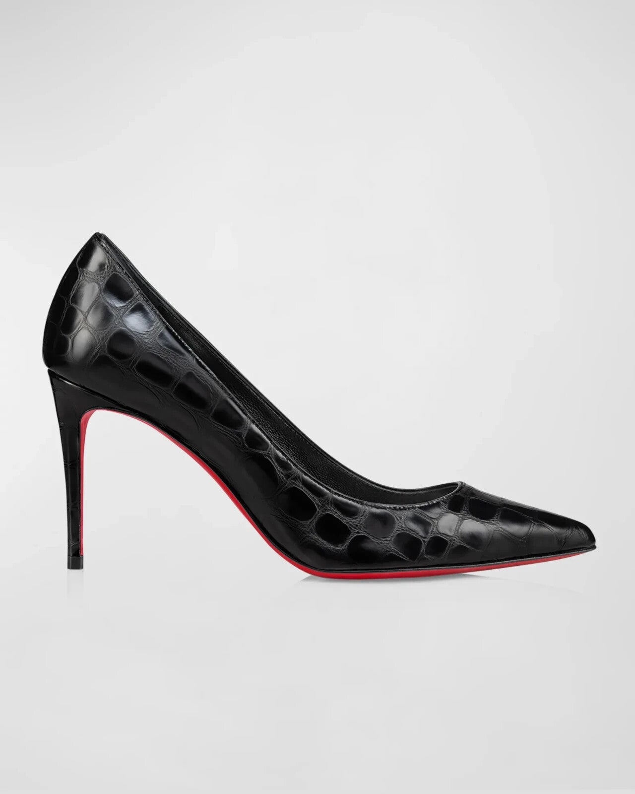 Christian Louboutin Z3896 Black Kate 85 Croco Red Sole Classic Pumps Size 7.5 M