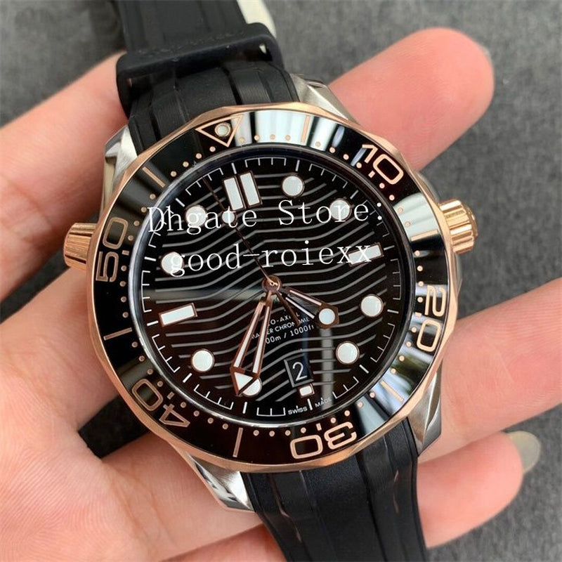 Luxury Men'S Rose Gold Watches VS Maker Automatic Cal.8800 Axial Watch Men Professional Dive 300M Rubber Strap Eta VSF Wristwatches