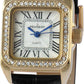 Women'S 14K Gold-Plated Tank Crystal Bezel Roman Numeral Black Leather Band Watch 3052BK