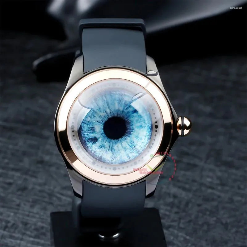 Wristwatches 2024 Luxury Bubble Watch Vintage Automatic Watches Men 46Mm Mechanical Art Eye Ball Dial Clocks Designer Reloj Hombre