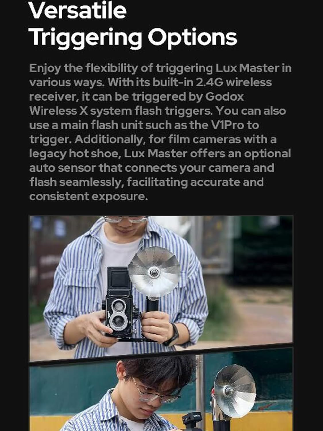 Lux Master Retro TTL HSS Camera Flash,Touch Screen,Wireless Sync, Built in Battery,2.4G Wireless X System Compatible with Sony/Nikon/Canon/Fuji/Leica/Sigma/Panasonic