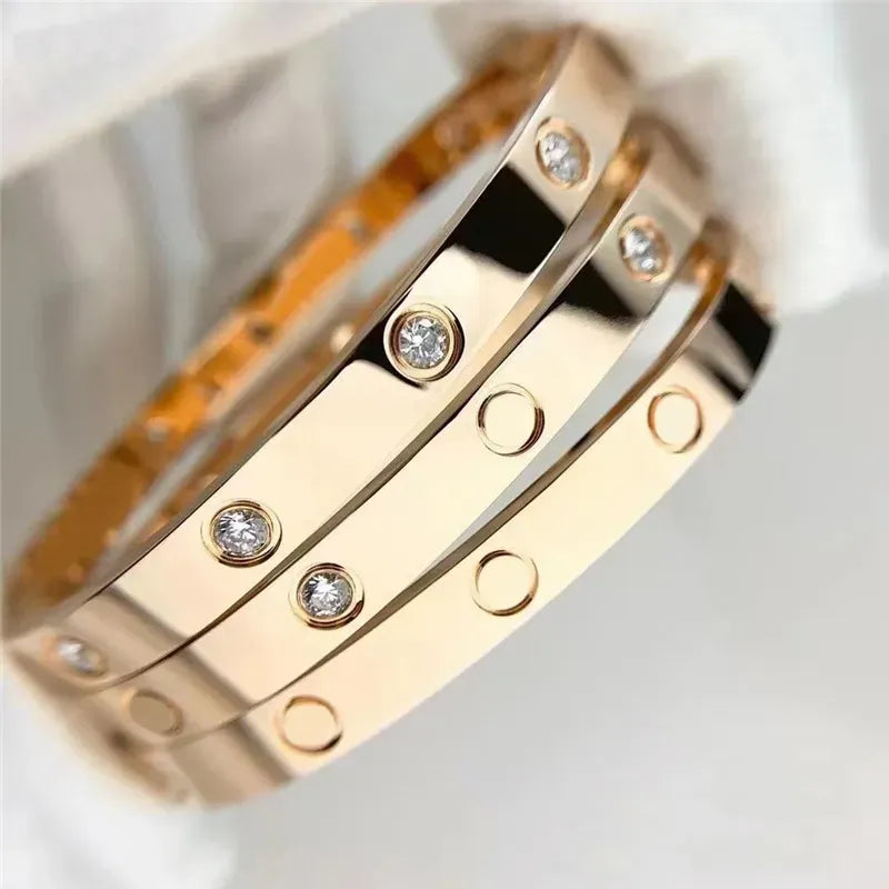 Designer Screw Bracelet Fashion Luxury Jewelry Bangle Bracelets 18K Rose Gold Silver Titanium Steel Diamond Bangles Nail Bracelets for Men Women 17 19 Size