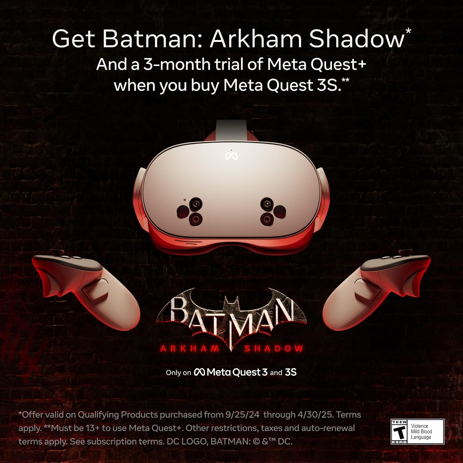 Quest 3S 256GB — Get Batman: Arkham Shadow and a 3-Month Trial of  Quest+ Included — All-In-One Headset