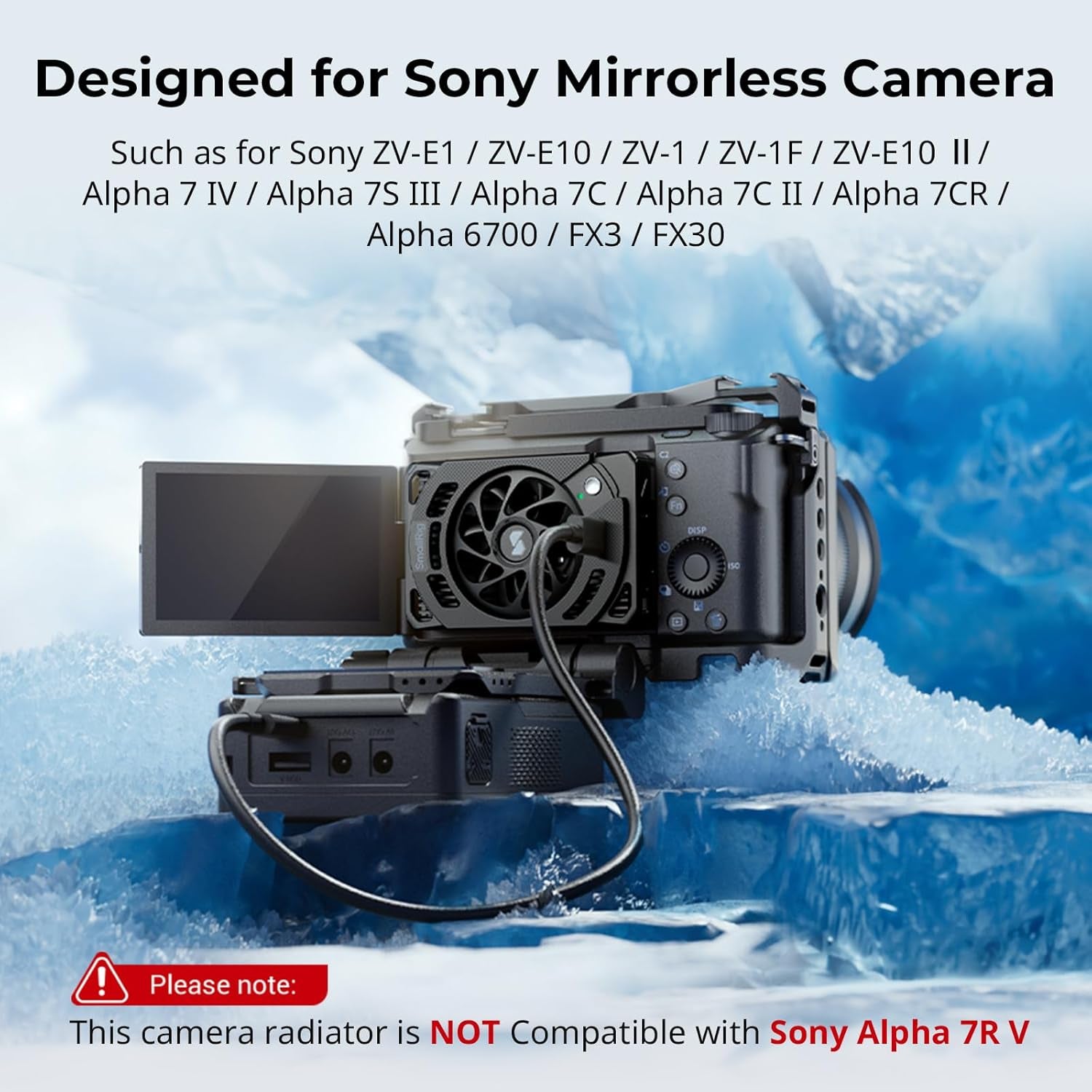 TEC Camera Cooling Fan for Sony Mirrorless Camera, External Camera Cooling System with TEC Cooling Module for ZV-E1/ZV-E10 II/ZV-E10/ZV-1/ZV-1F/A7 IV/A7S III/A7C/A7C II/A7CR/A6700/FX3/FX30