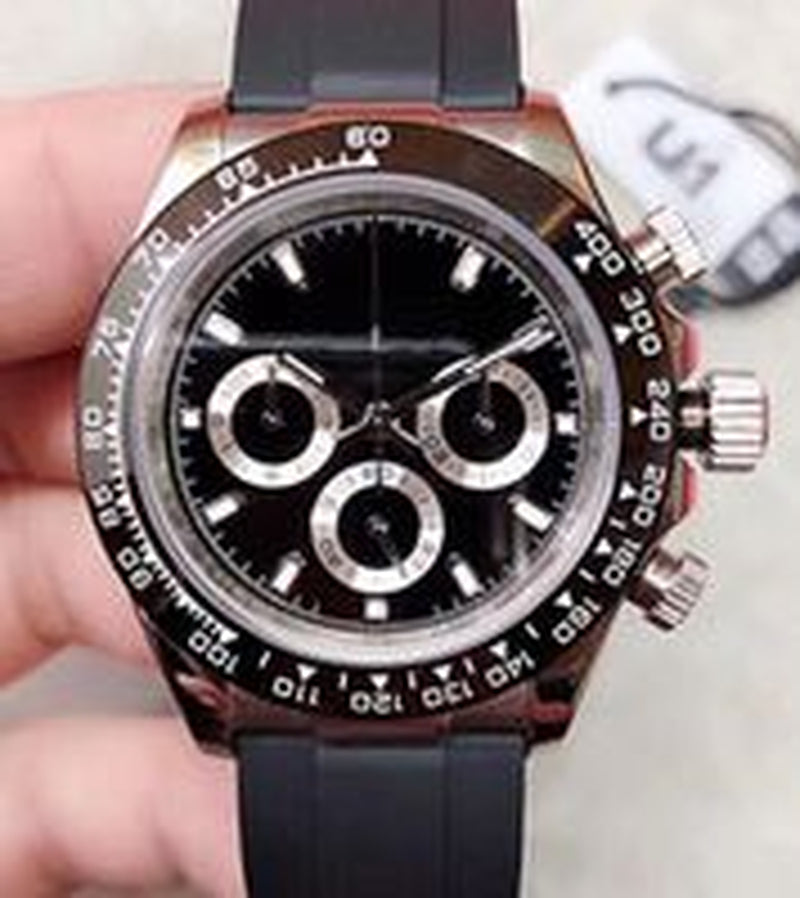 New ST9 Steel Quality Watch All Subdials Working 40Mm Automatic Mechanical Movement Sapphire Glass Mens Ceramic Bezel Watches Cosmograph Meteorite Black Dial