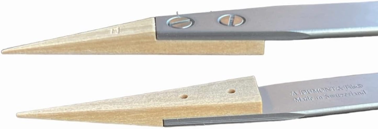 Dumont Dumoxel Tweezer 159 with Wooden Tips for Scratch-Sensitive Components 110 Mm Watchmaker