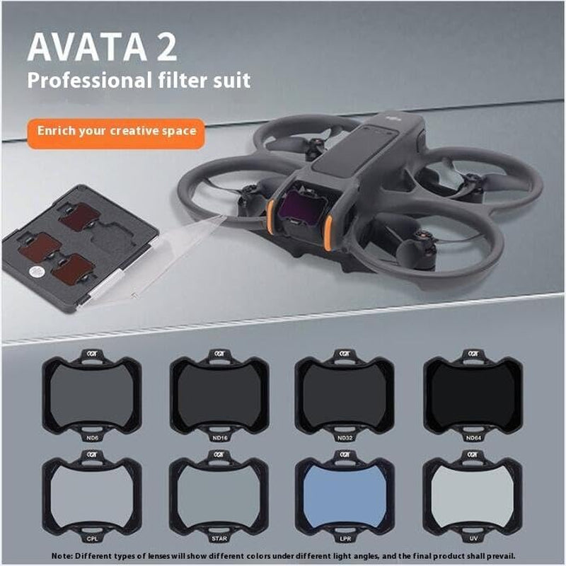 Lens Filter/Filter Set for DJI Avata 2 Drone Waterproof, Uv-Blocking Multi-Layer Coated HD Neutral Density Filter (UV/CPL/ND8/ND16/ND32/ND64/STAR/NIGHT)