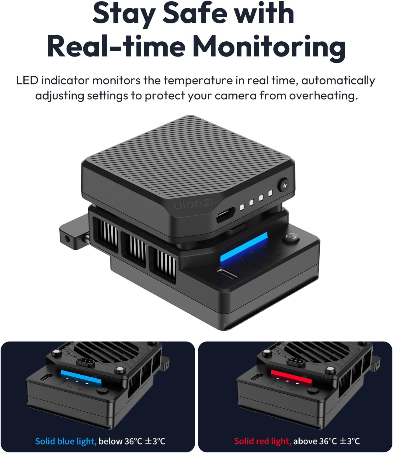 CU01 Camera Cooler Kit for DSLR & Mirrorless, Semiconductor Cooling Fan with 3000Mah Magnetic Rechargeable Battery, 3 Speeds, Auto Temp Control, High-Performance Cooling for Video Recording