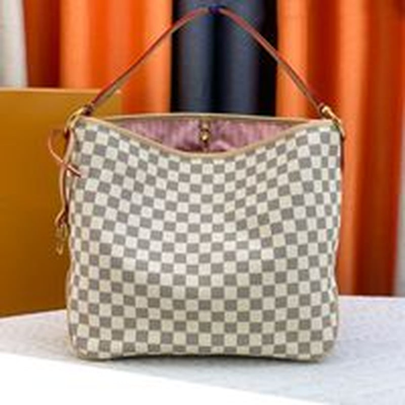 Classic Presbyopia Tote Bag Womens Genuine Leather Brown Checkered Shoulder Mother and Child Designer Large Printed Handbag Shopping Bag Purse Pingfashion