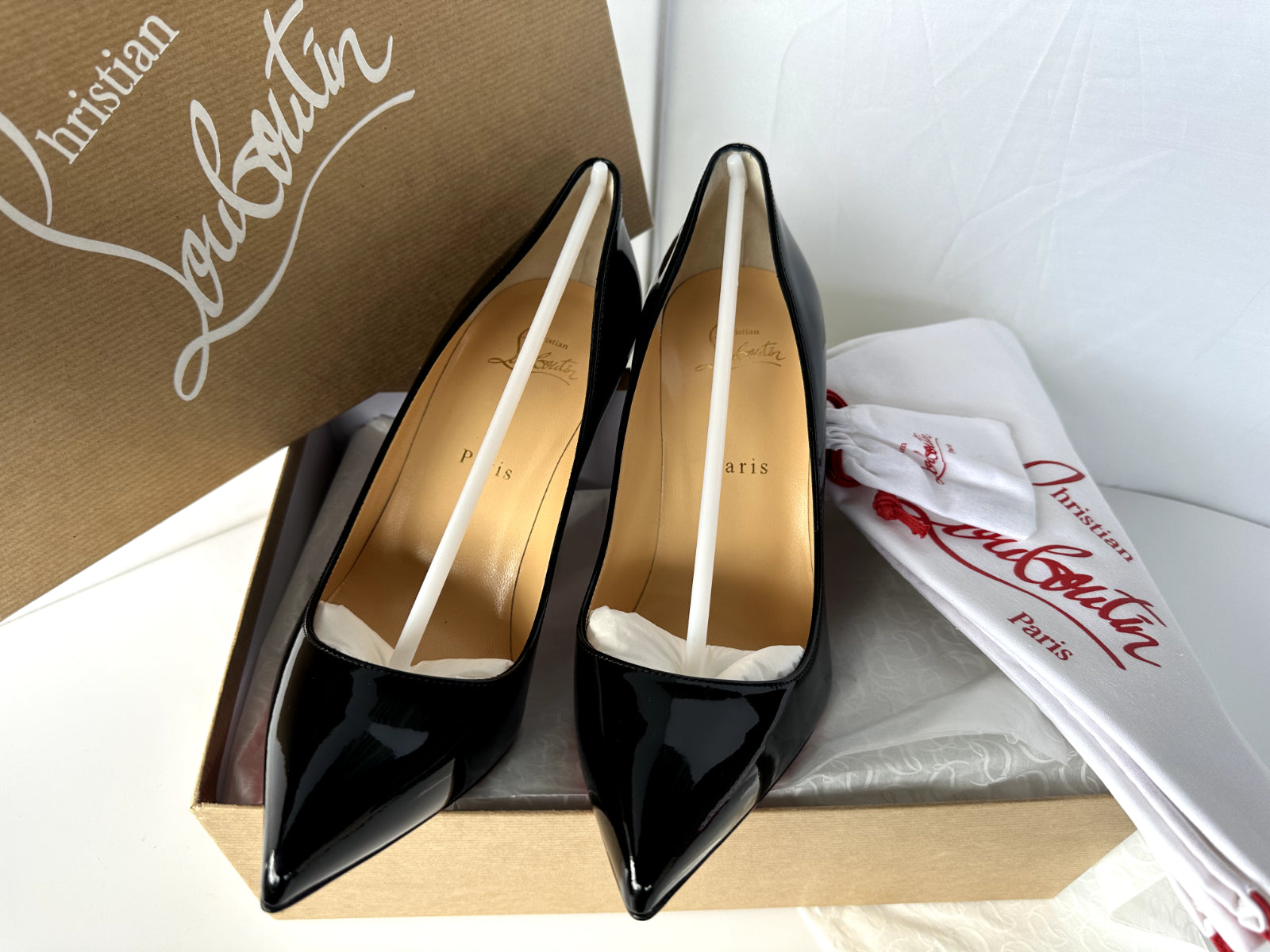 New Christian Louboutin Shoes so Kate 120MM Pumps Size 39 Black Patent Leather