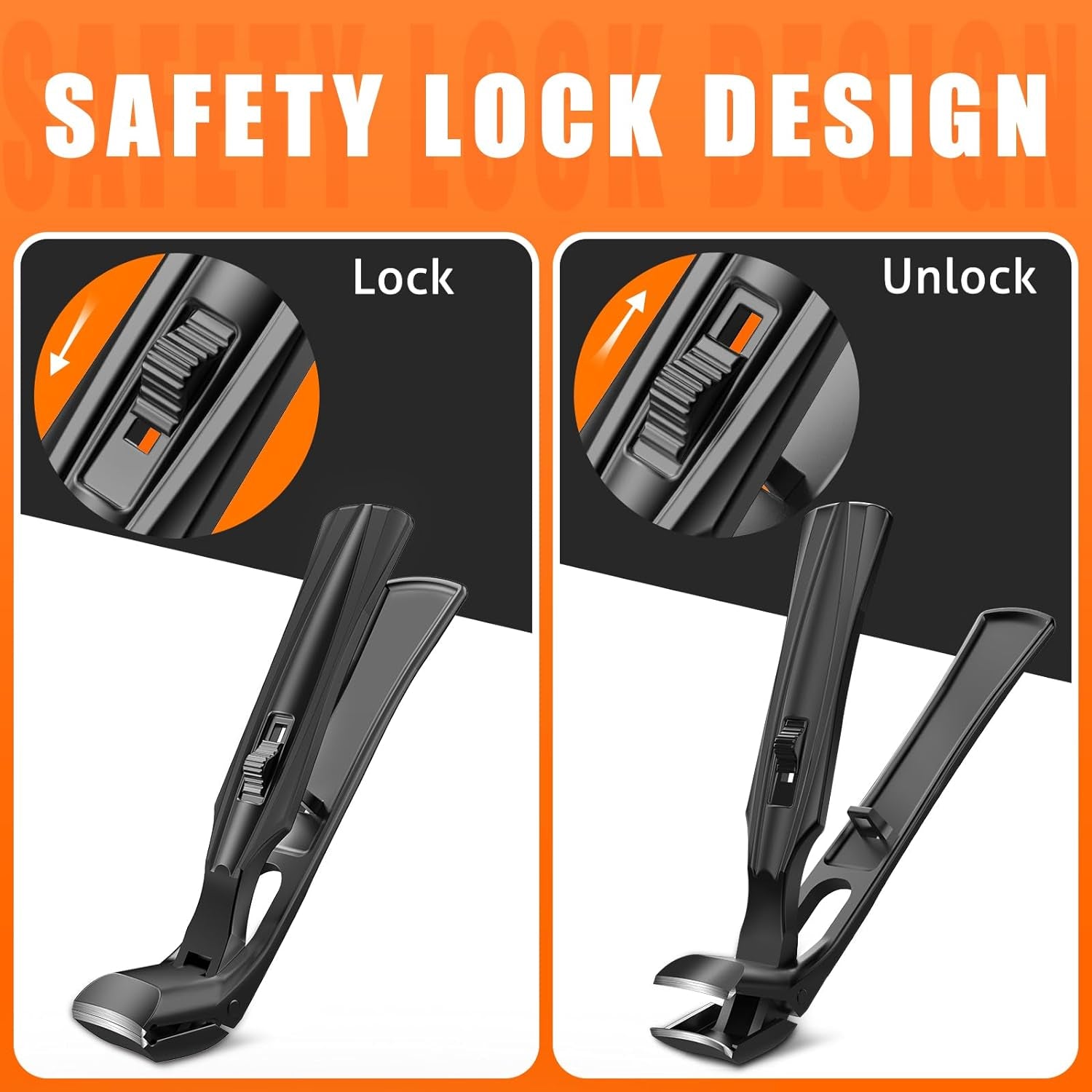 Toenail Clippers for Seniors Thick Toenails, Upgrade Angled Head Large Toe Nail Clippers for Men with Wide Jaw Opening, Sharp Heavy Duty Fingernail Clipper Cutter with Catcher Long Handle -Black