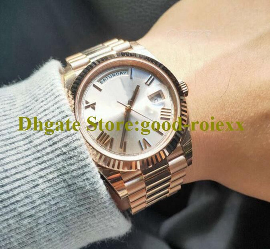 Men'S Watches Men Gmf Heavy Version Watch 40Mm Automatic 2836 Everose Date Time Day Rose Gold ETA Gm Maker President Green 228235 Wristwatches Original Acrylic Box