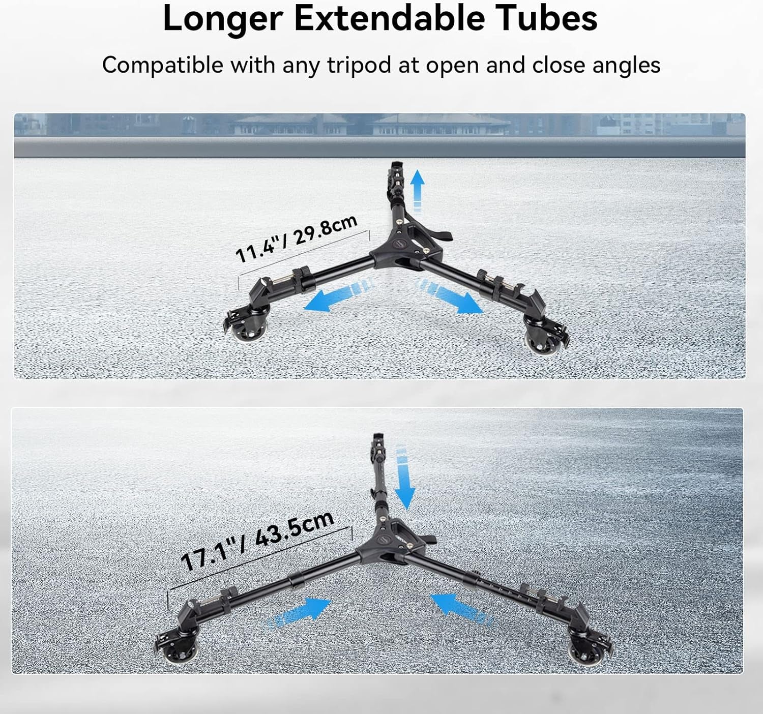 Universal Photography Tripod Dolly, Heavy Duty with 3" Rubber Wheels, Adjustable Legs and Carry Bag, 33 Lbs Capacity Tripod Wheels for Canon for Sony Cameras Camcorder Video Lighting- 3986