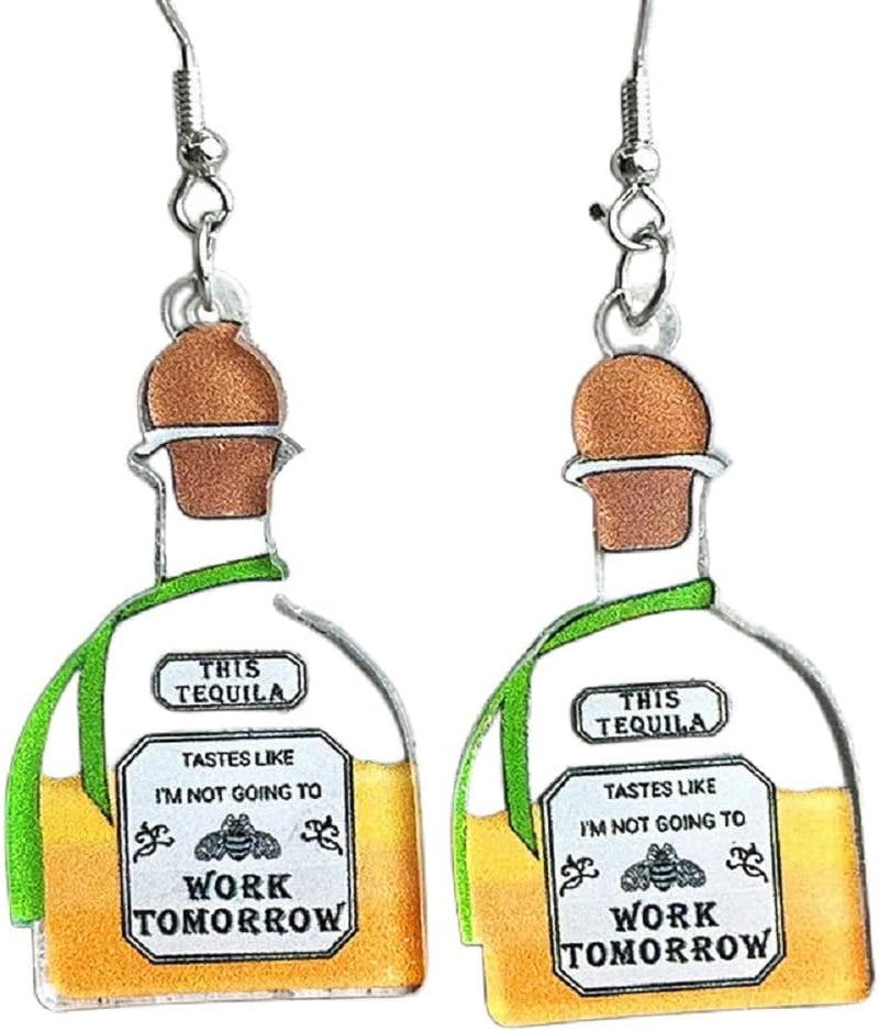 3D Simulation Beer Bottle Earrings Lightweight Acrylic Tequila Wine Vodka Bottle Drop Dangle Earrings for Women Miniature Wine Glass Whisky Earrings Creative Party Jewelry
