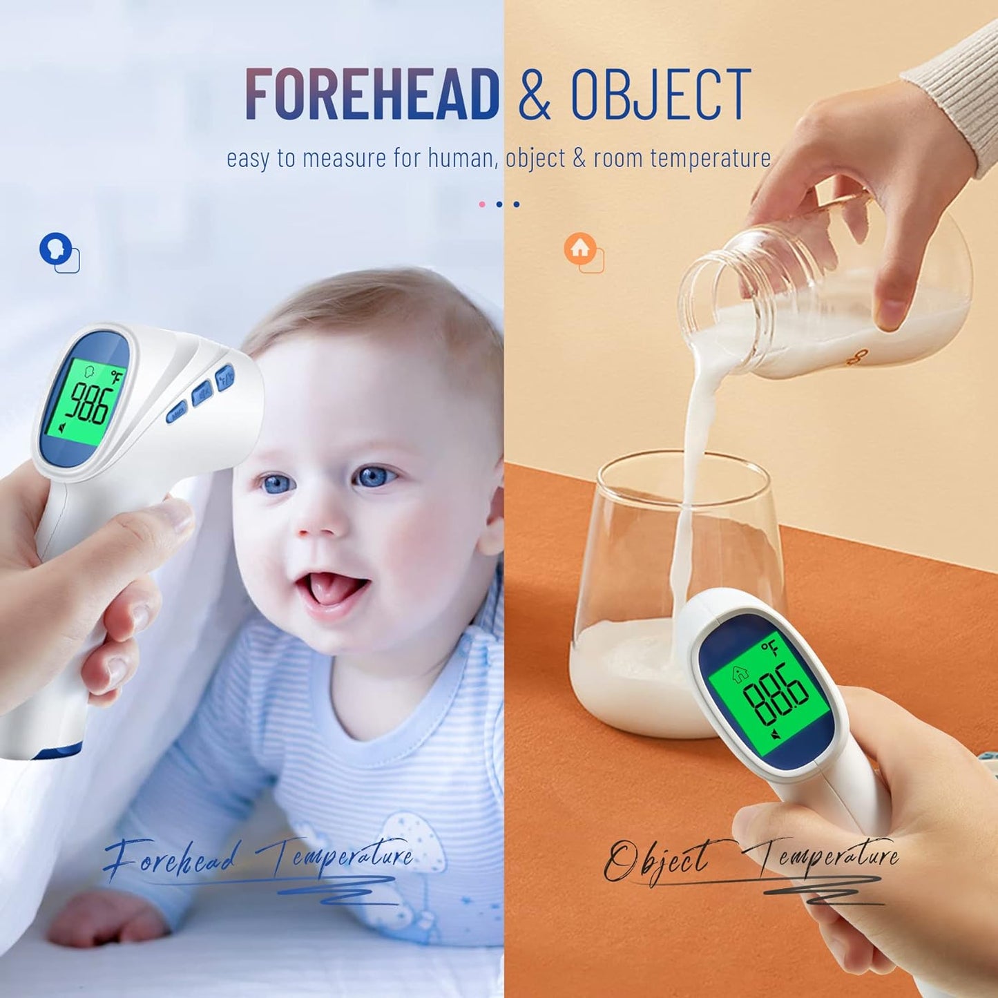 Forehead Thermometer for Adults and Kids, Digital Infrared Thermometer with Fever Alarm, Fast Accurate Results, Easy for All Ages