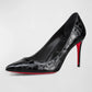 Christian Louboutin Z3896 Black Kate 85 Croco Red Sole Classic Pumps Size 7.5 M