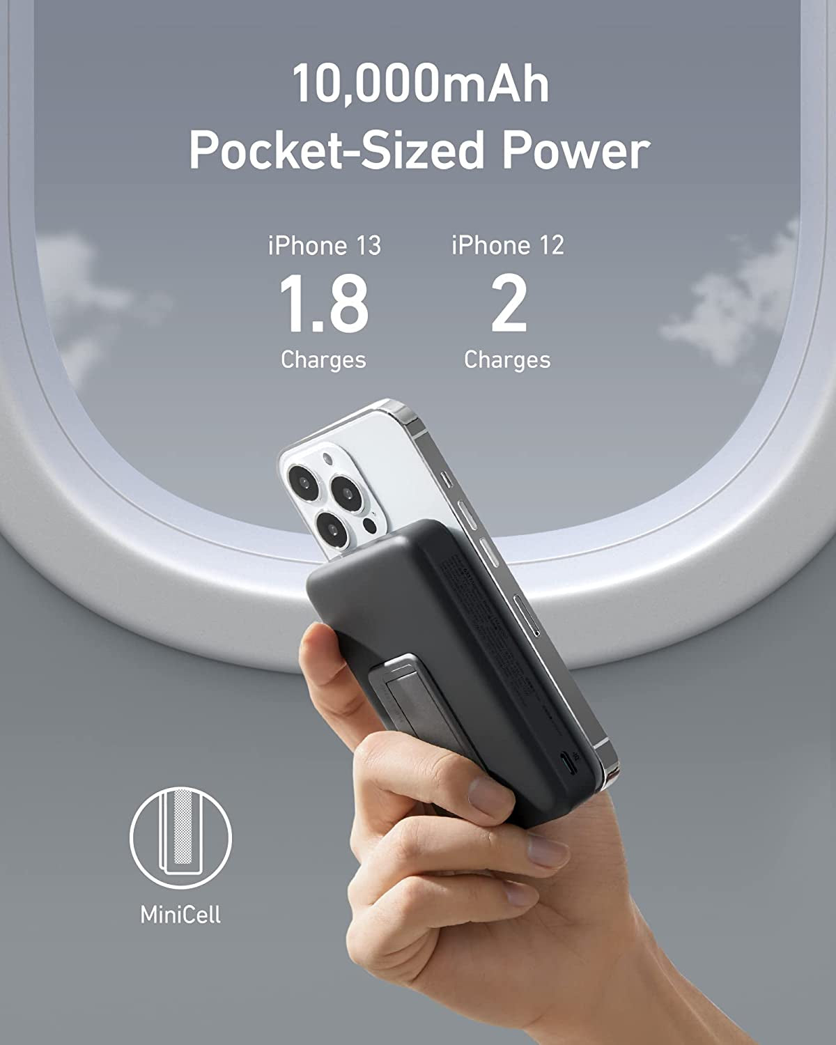 633 Magnetic Battery, 10,000Mah Foldable Wireless Portable Charger, 20W USB-C Power Delivery Power Bank with Stand, Magsafe-Compatible for Iphone 16/15/14/13/12 Series