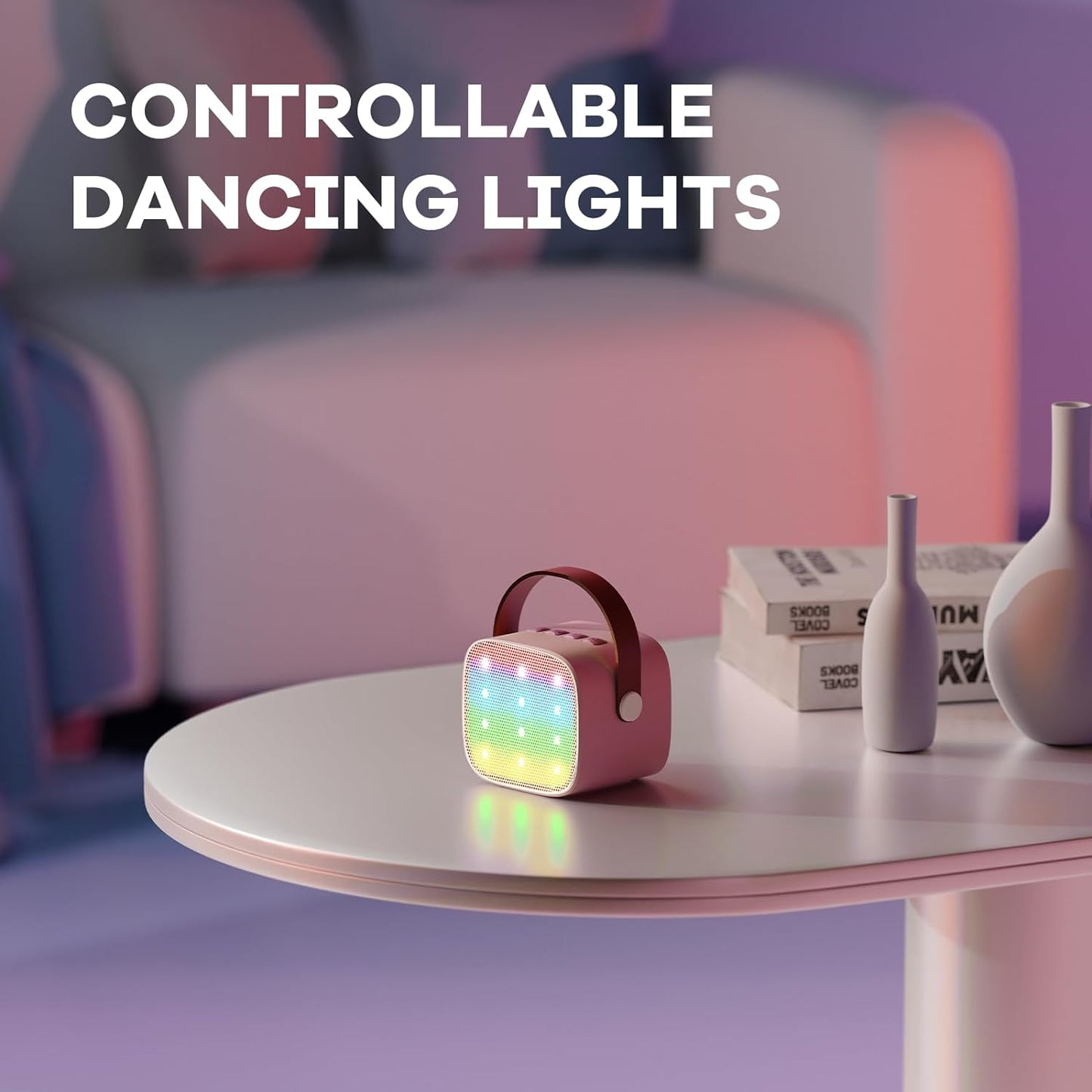 Mini Kids Karaoke Machine, Portable Bluetooth Speaker with Wireless Microphone, Christmas Kids Toys Gifts for Girls 4, 5, 6, 7, 8, 9, 10 +Year Old (Lightpink 1 Mic)